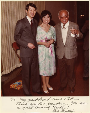 Frank Fat next to Doris and Robert Matsui.