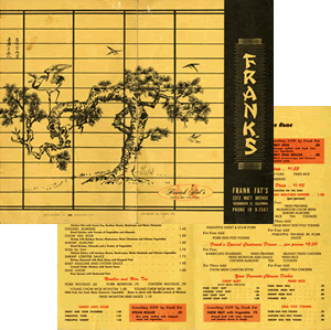 Frank's 806 Chinese menu.  (circa 1940s?)