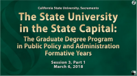 The Graduate Degree Program in Public Policy and Administration - Part I