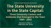 Three University Centers and Institutes - Part I
