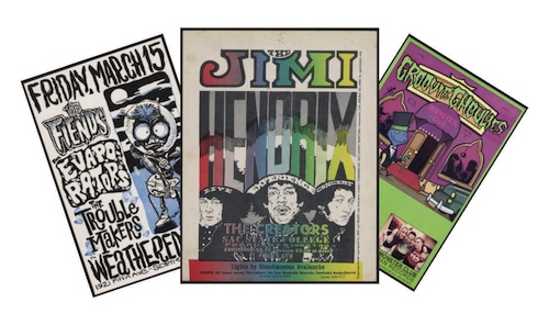 Band posters: The fiends, The jimi hendrix expereonce, groove Ghoulies